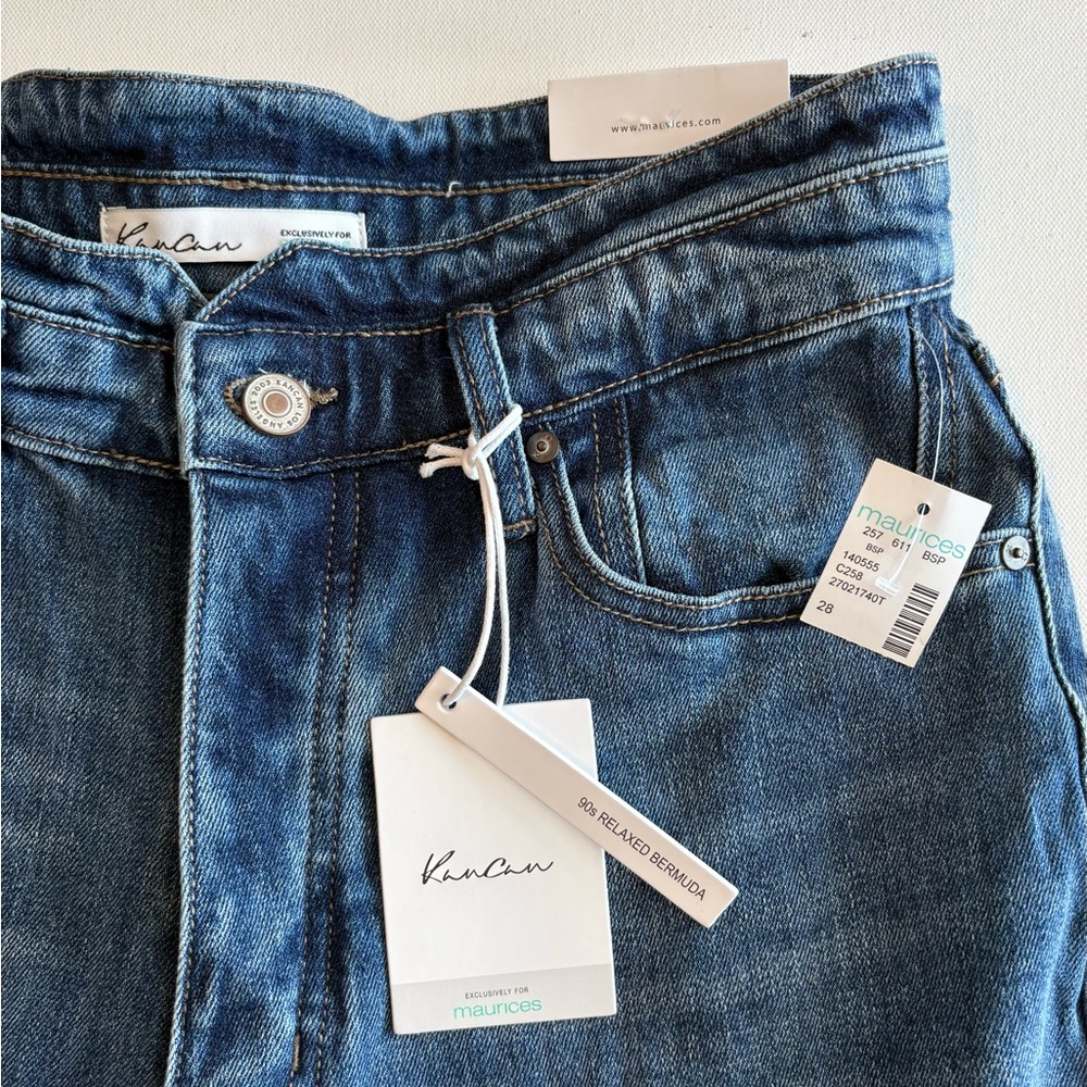 Vince Mid Wash Blue Denim Bermuda Shorts - Picture 2 of 5